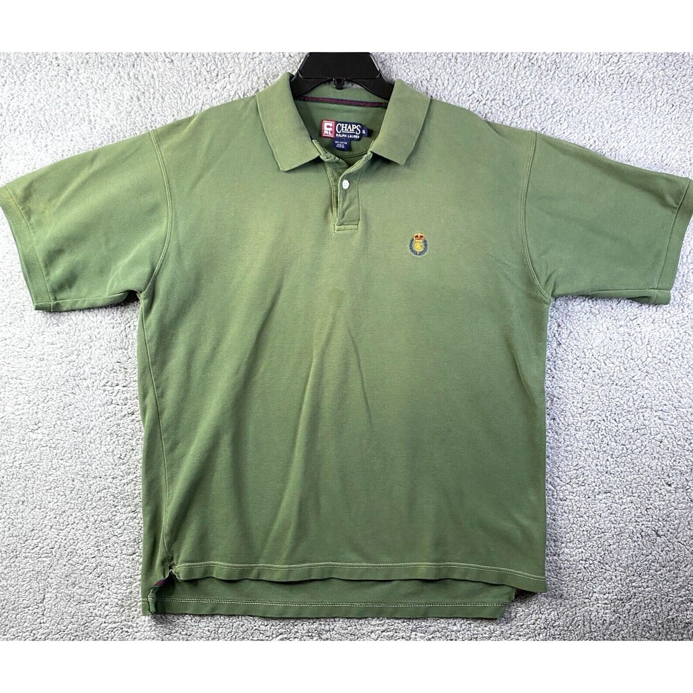 Chaps Polo Ralph Lauren Shirt Men Size XL Green Golf Short Sleeve Vintage